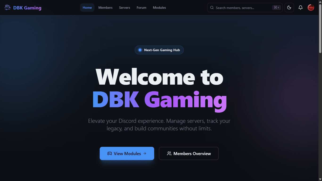 DBK Gaming landing page screenshot